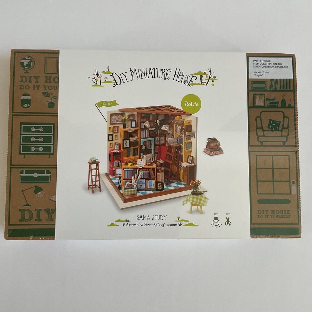 Rolife Sam’s Study Library DIY Miniature House Kit 3D Puzzle DG102  New & Sealed